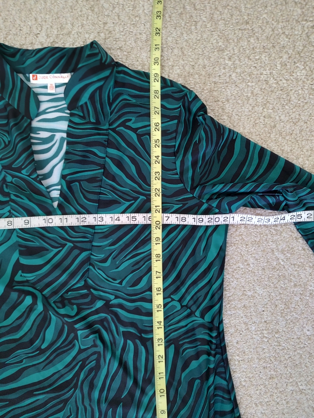 Jude Connally Chris Tunic Top Jade Zebra Animal Print Green Black XL - Picture 4 of 8